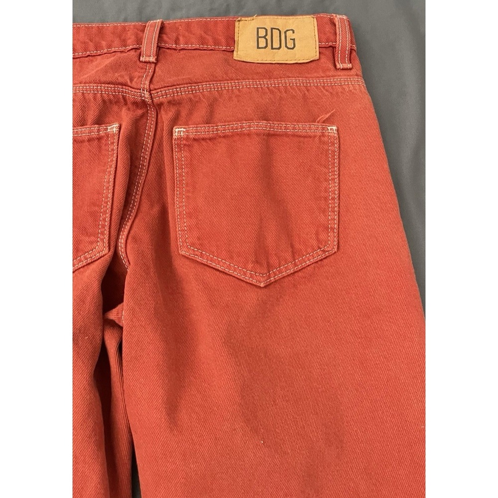 BDG Urban Outfitters Jeans Womens Sz 25 Coral Orange High Straight Leg Split Hem - Picture 9 of 15